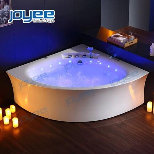 JOYEE Massage Tub Factory Colorful Led Lights Spa Therapy Whirlpool Mini Size Corner Bathtub for Home