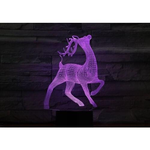 GX1277 7 Colorful USB 3D Christmas Deer Bedroom Office Home Decoration Desk Table Lamp Child Night Lights Christmas Gift