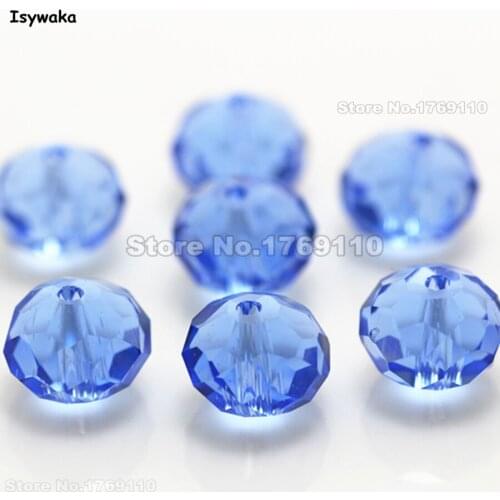 Isywaka Light Blue Color 8*10mm 70pcs Rondelle Austria faceted Crystal Glass Beads Loose Spacer Round Beads for Jewelry Making