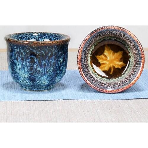 Ceramic Water Cup Creative Leaf Gift Single Teacup Ceramica Creativas Kiln Change Traditional Tea Cup