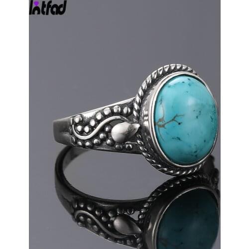 High Quality Natural Turquoise Rings for Men Women 925 Sterling Silver Fashion Retro Ring Jewelry Wholesale Dropshipping