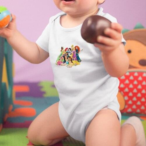 Infant Bodysuits Cartoon Printing Disney Princess Series Summer New Products Fashion Baby Girl Boy Onesie 0-24M Comfort Dropship