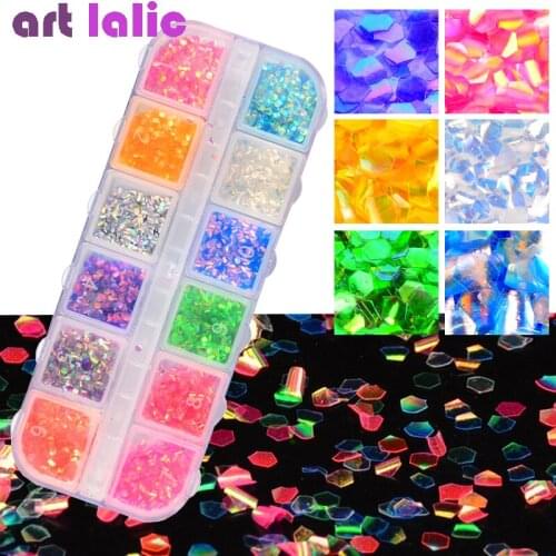 12 Styles Nail Art Fakes Sequins Paillette 3D Laser Glitter Mermaid Hexagon Nails Decorations DIY Manicure Tips Decor