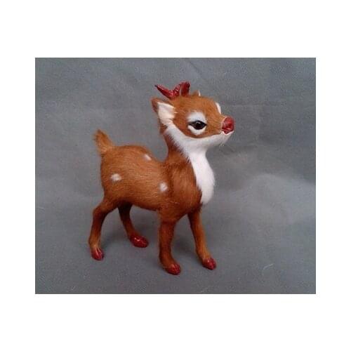 Simulation cute sika deer 11x4x14cm toy model polyethylene&furs deer model home decoration props ,model gift d215
