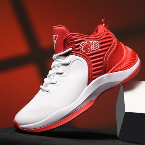 Men Basketball Shoes Fashion Youth High Top Leather Waterproof Basketball Sneakers Training Sports Shoes Damping Exercise Shoes