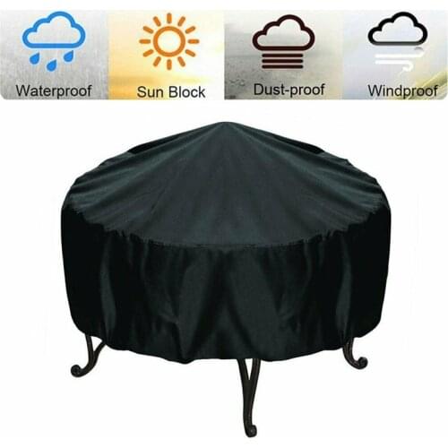 Outdoor Garden BBQ Grill Cover Waterproof Dustproof Small Round Table Cover Anti-UV Round Furniture Protective Cover