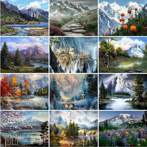 5D DIY Diamond Painting Set Mountain Full Square/ Round Diamond Embroidery Sale Landscape Art Cross Stitch Kit Home Decoration