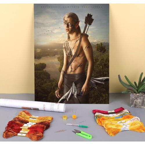 Woman Girl Printed 11CT Cross-Stitch Embroidery Kit DMC Threads Painting Handmade Craft Needlework Magic Floss