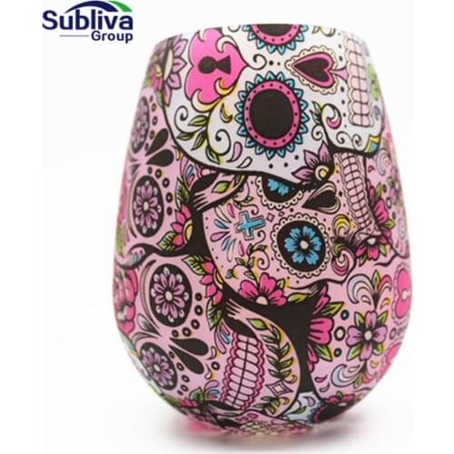 Unbreakable Silicone Wine Glasses BPA-Free Portable Printed Outdoor Wine Cups for Travel Picnic Pool Boat Camping