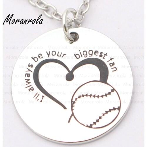 New arried "I'll always be your biggest fan"necklace Keychain,charm Hand stamped Jewelry Baseball Fan necklace Sports Cheer gift