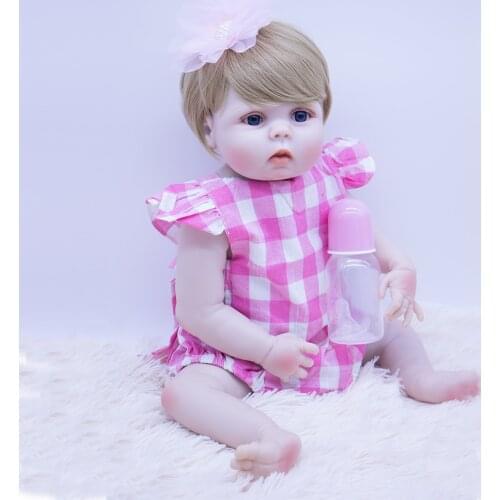 New design loli bebe reborn doll 57cm all Silicone reborn baby Lifelike princess Bonecas in Pink clothes fashion Christmas gift
