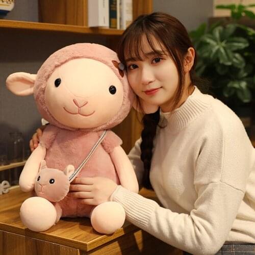 Lovely Cute Sheep Plush Toy Soft Stuffed Cartoon Animal Lamb With Bag Doll Home Decor Kids Girls Children Birthday Gift