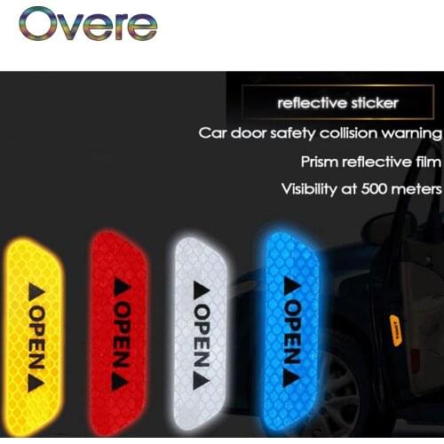 Overe 1Set Auto Safety Warning Mark Tape Car Door Reflective Stickers For Ford Focus 2 3 Fiesta Mondeo MK4 Ranger Toyota Corolla