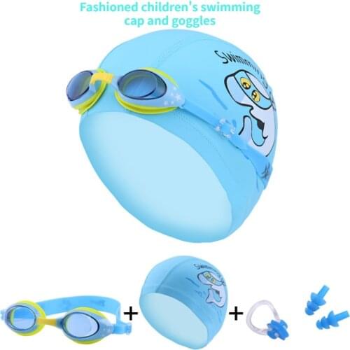 Child Swimming Caps Diving Glasses Earplug Set Anti Fog Waterproof Kids Pool Swim Eyewear Silicone Boy Girl Goggles
