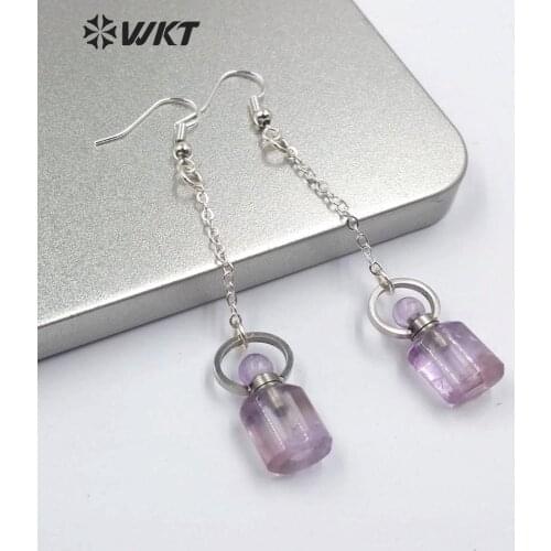 WT-E582 WKT Electroplated Perfume Bottle Shape Pendant Earrings Natural Stone Earrings Women Fashion Earrings Jewelry