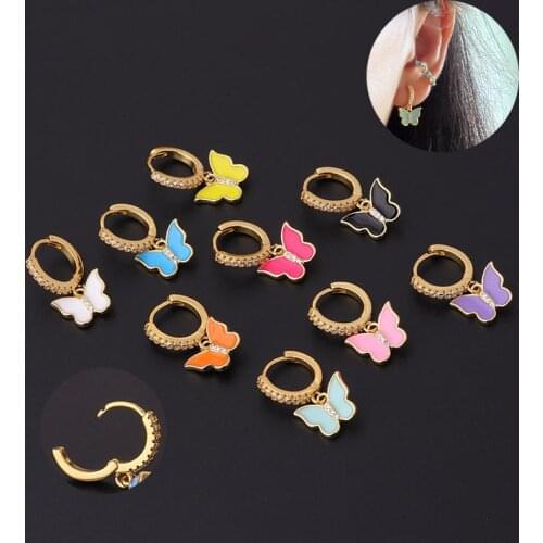 1Piece Coloful Butterfly Hanging Earrings for Women 2021 Trend New Jewelry Korean Fashion Dangle Earrings for Teens
