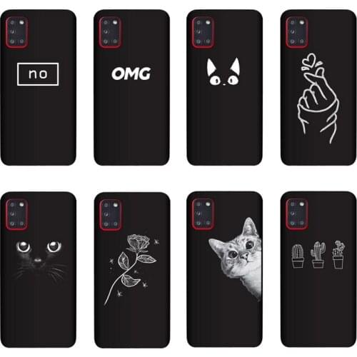 QAQsam Silicone Cover For Samsung Galaxy A31 Case Painting Flower Cat Moon Matte Phone Cases Funda
