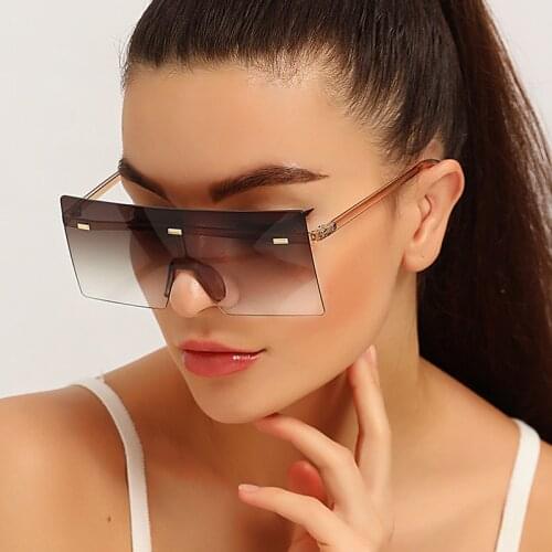 Fashion Oversized Rimless Sunglasses Women Transparent Gradient Men Sun Glasses Luxury Lady Eyewear UV400 Shades Gafas De Sol