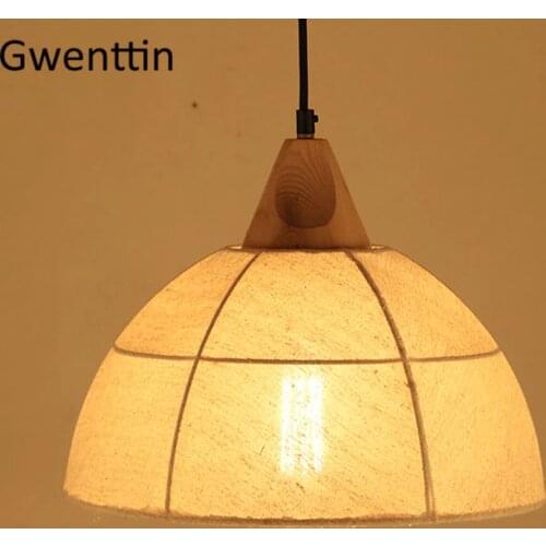 Vintage Linen Simple Fabric Pendant Lights for Living Room Loft Ceiling Home Decor Kitchen Cafe Hanging Lamp Lighting Fixtures