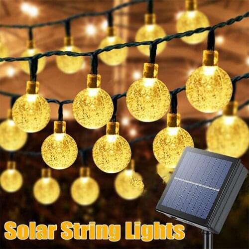 100/50/30/20/10LED Outdoor Solar String Lights 8 Modes Waterproof Crystal Ball Lights Fairy Patio Lights for Garden, Lawn