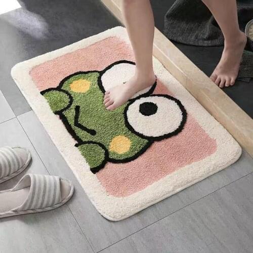 Bathroom Absorbent Carpet Anime Carpet Pure Color Bathroom Door Mat Heart-shaped Rug Area Carpet Household Floor Mat Fluffy Rug
