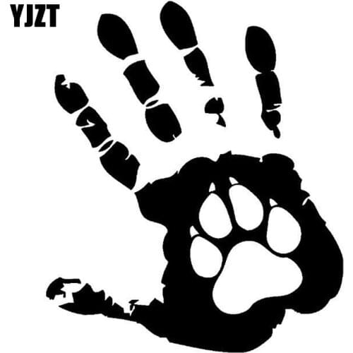 YJZT 10.8CM*12.7CM The Palm Dog Funny Car India Offbeat Vinyl Sticker Decals Black/Silver C10-00187