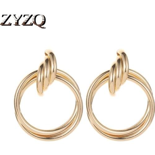 ZYZQ Trendy Heavy Metal Earrings Trendy Hyperbole Hoop Circle Earrings Silver Plated Accessories Earrings Jewelry Earrings