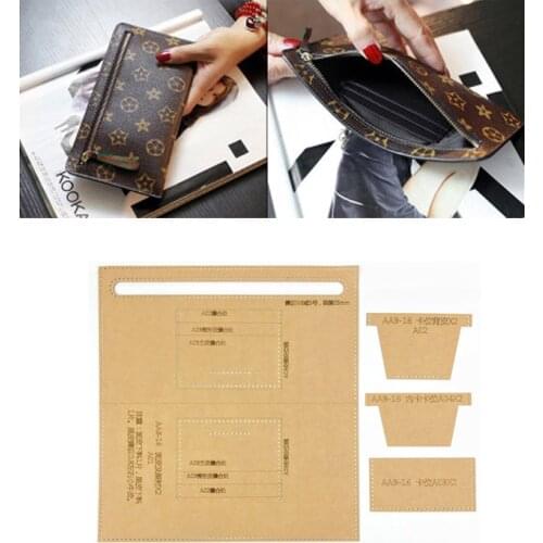 1set DIY Leather Handmade Craft women handbag wallet Purse Sewing Pattern Hard Kraft paper Stencil Template 125X240X20