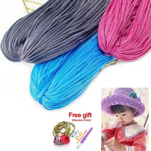 200m polyester braided rope craft decoration twisted pair DIY handmade textile decoration lanyard with hat knitting tools