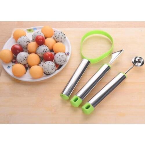 3pcs/lot fruit watermelon artifact carved knife mold stainless steel digging ball spoon fruit knife creative kitchen