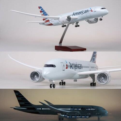 43cm LED Light Aircraft Plane 1/130 Scale Plane Model American Airlines Boeing B787 Collectible Model for Kids Holiday Gifts