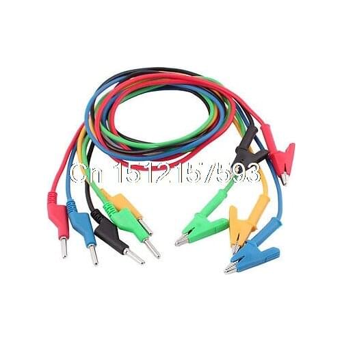 5 Pcs Multicolor 4mm Banana to 2CM Alligator Clip Test Probe Cable 1M Long