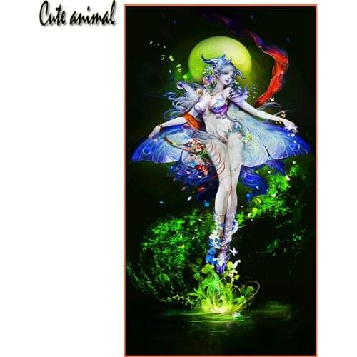 5D Diamond Embroidery Cartoon butterfly fairy elf girl DIY Diamond Painting Cross Stitch full round Diamond Set Unfinished Decor