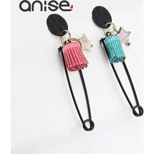 Anise Sweet Colourful Tassel Earrings Asymmetric Long Earrings Unique Design Pins Stud Earring For Women Fashion Jewelry Brincos
