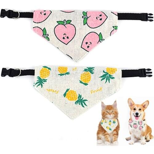 2pcs Cute Fruit Cat Dog Bandana Bibs Scarf Collar Adjustable Pet Neckerchief Scarf Saliva Towel for Small Medium Large Dogs