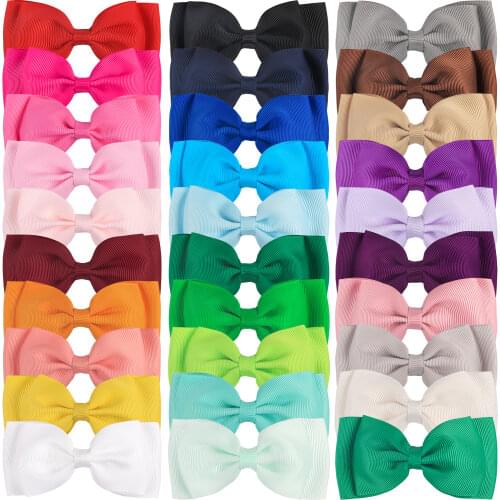XIMA 50pcs/lot 4"high Quality Ribbon Hair Bows with Clip for Kids Hair Accessories