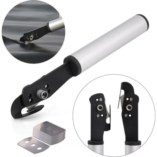 EHDIS Safety Carbon Fiber Sticker Vinyl Cutter Utility Knife+10pcs Blade Car Vinyl Wrap Film Paper Cutting Tool Back Slitter