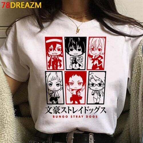 Bungou Stray Dogs t shirt male 2021 ulzzang japanese print white t shirt tshirt t-shirt harajuku