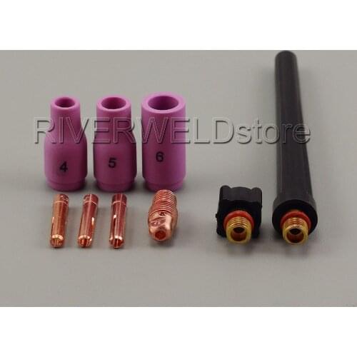 TIG KIT Collet Bodies TIG Back Cap Nozzles Fit TIG Welding Torch PTA DB SR WP9 20 25 Consumable Accessories, 9PK