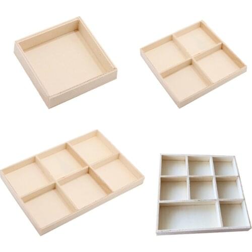 6 Grid Wooden Box Home Decoration Christmas Handmade Wood Chips DIY Accessories