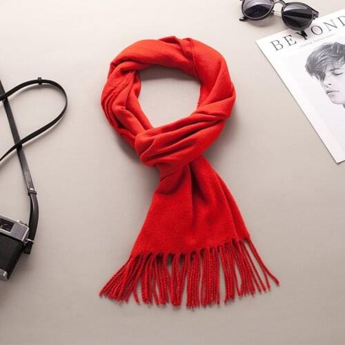 KENSHELLEY Hot Sale Thicken custom knitted scarf Luxury Classic cashmere scarf women and men Winter warm tassel shawl Scarf