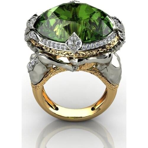 Hot Sale Trendy Ring Mermaid Green Zircon Ring Fashion Women Crystal Ring