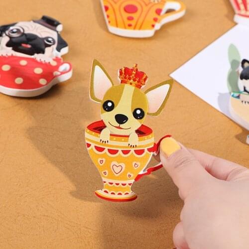 Fridge Magnets Stickers Cute Cartoons Teacup Dog Colorful Art Kitchen Magnetic Wall Gifts Board Photo Souvenir kitchen Decor