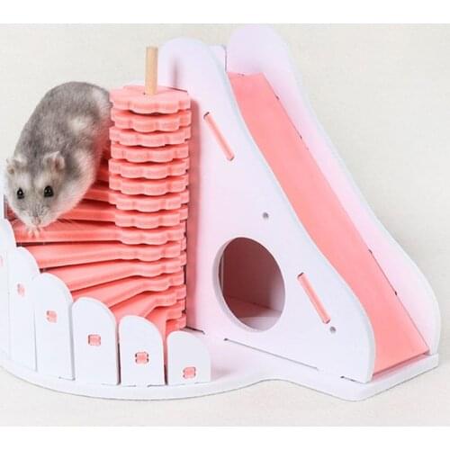 Small Pet Hamster Hideout House Climbing Ladder Stairs Playing Toy Rat Wooden Playground Cages Nest for Hamster Mouse Dwarf C42