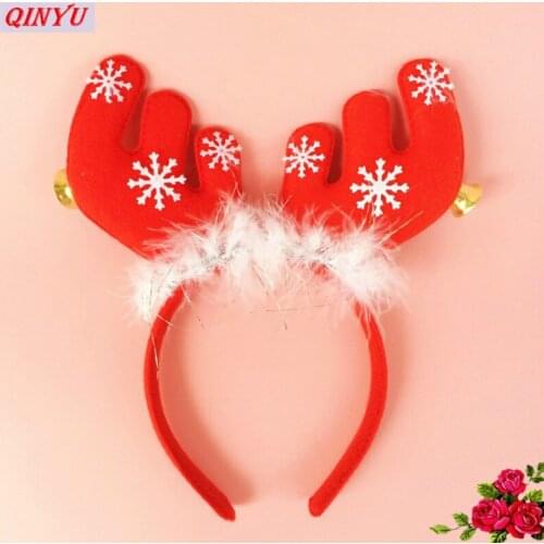 Fashion for Christmas Head Buckle Cute Head Band Party Red Antlers Hair Hoop Accessories Christmas Bells Xmas Decorations 5Z