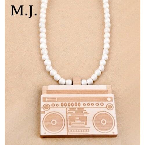 Fashion Colares Femininos Retro Hip Hop Wood Tap Pendant Necklace Men Vintage Long Chain Necklaces Women Jewelry Collier Bijoux