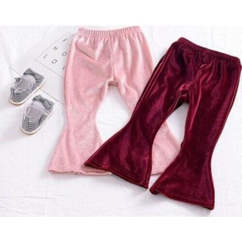 Fashion Newborn Toddler Baby Girls Bell Bottoms Velvet Casual Pants Elastic Waist Children Kids Long Flare Trousers 1-6Y