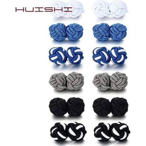 HUISHI Mens Shirt Wedding Cufflinks Groom For Mens Classic Multicolor Elastic Fabric Silk Knot Cufflinks Ball Cuff link Hot Sell
