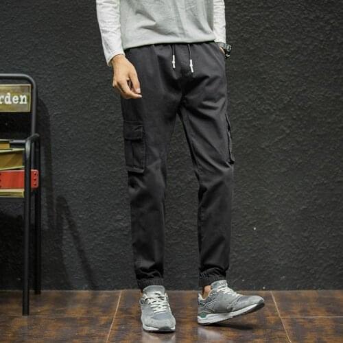 Men Casual Wear-resistant Large Size Ankle-tied Drawstring Cotton Pants Trousers Harajuku Sweatpant Hip Hop Casual Male Trousers