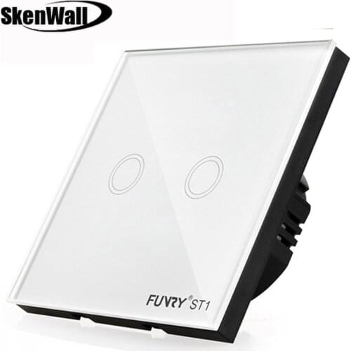 EU Standard 2Gang 170-240V 433MHz Wall Switch Touch Switch Smart Remote Control Luxury Crystal Glass Surface Waterproof 86*86mm